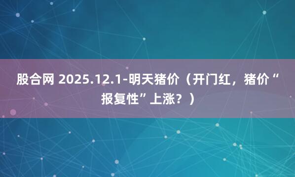 股合网 2025.12.1-明天猪价(开门红,猪价“报复性”上涨?)